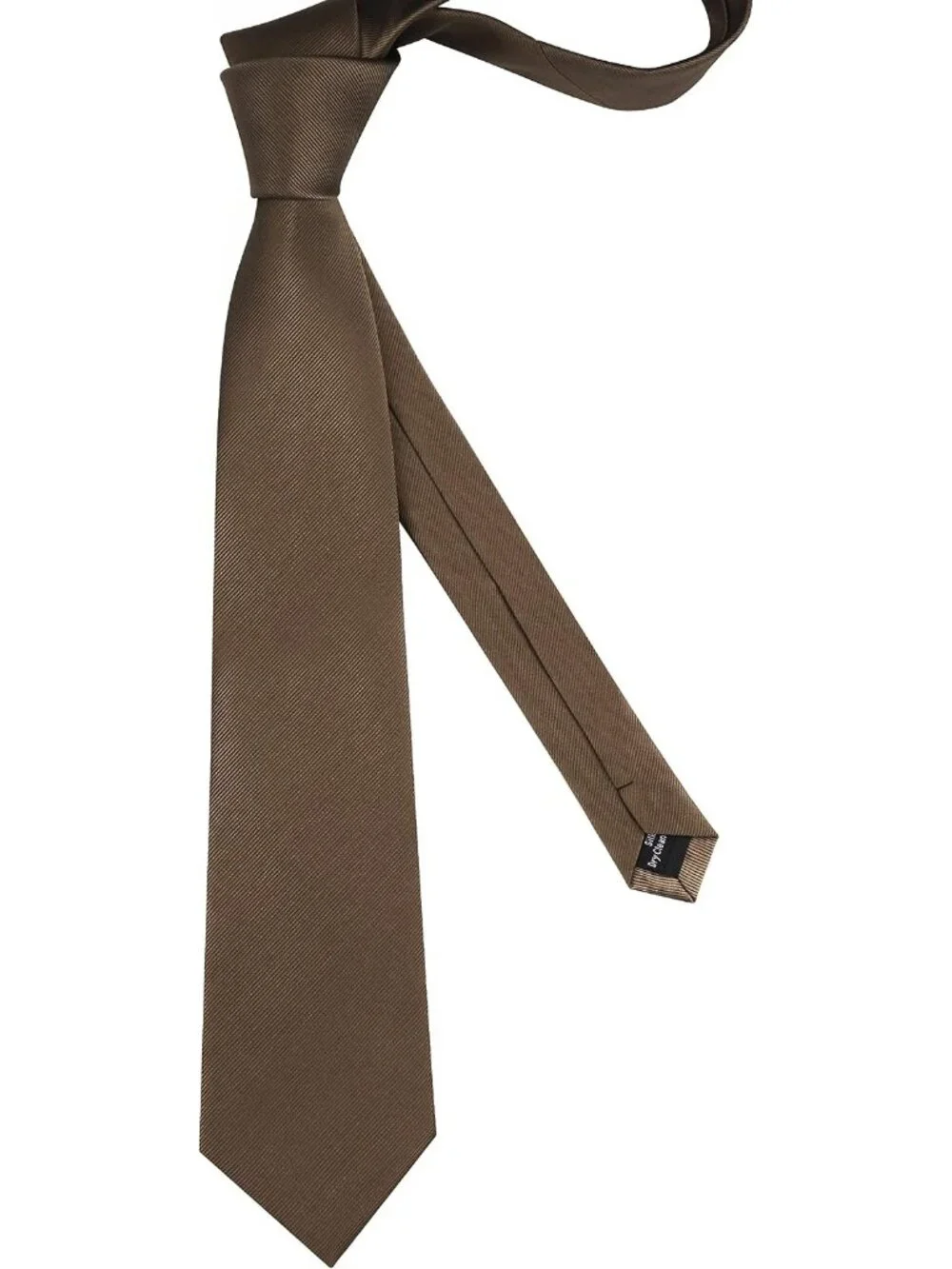 Men's Coffee Solid Twill Textured Woven Silk Formal Necktie For Wedding Dress